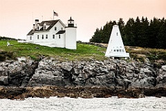 Tenants Harbor Lighthouse Over Rocky Ledge - Gritty Look